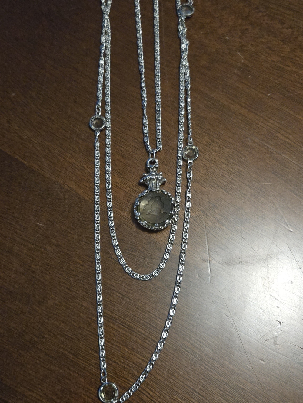 Layered Goldette Silver-Tone Pendant Necklace